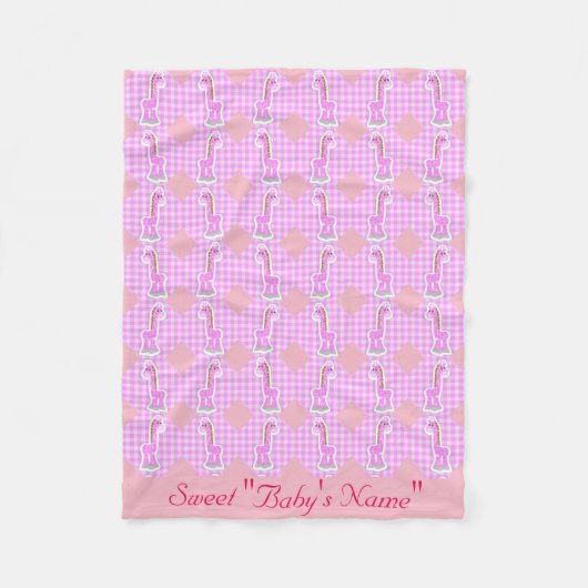 Pink Color Quilt Giraffen Design Fleece Blanket (Vorderseite)