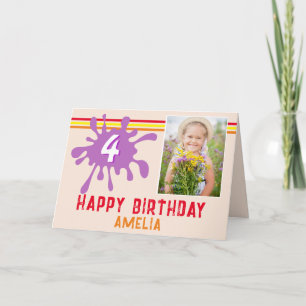 Pink Color Splash 3 Foto Geburtstagskarte für Mädc Karte