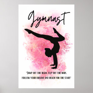 Pink Color Splash Gymnastik Poster