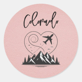 Pink Colorado Passport Runder Aufkleber