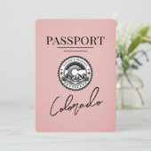 Pink Colorado Passport Save the Date (Stehend Vorderseite)