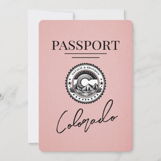 Pink Colorado Passport Save the Date (Vorderseite)