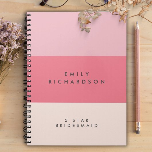 Pink Colorblock Bridesmaid SpiralNotebook Notizblock