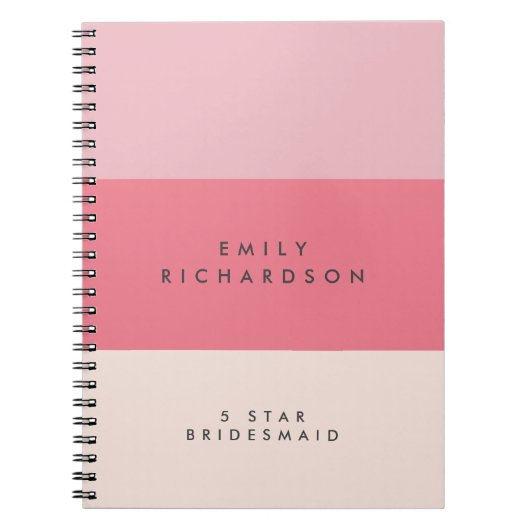 Pink Colorblock Bridesmaid SpiralNotebook Notizblock (Vorderseite)