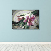 Pink Colorful Floral Digital Modern Art Leinwanddruck (Insitu (Holzboden))