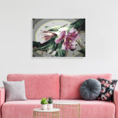 Pink Colorful Floral Digital Modern Art Leinwanddruck (Insitu (Wohnzimmer))