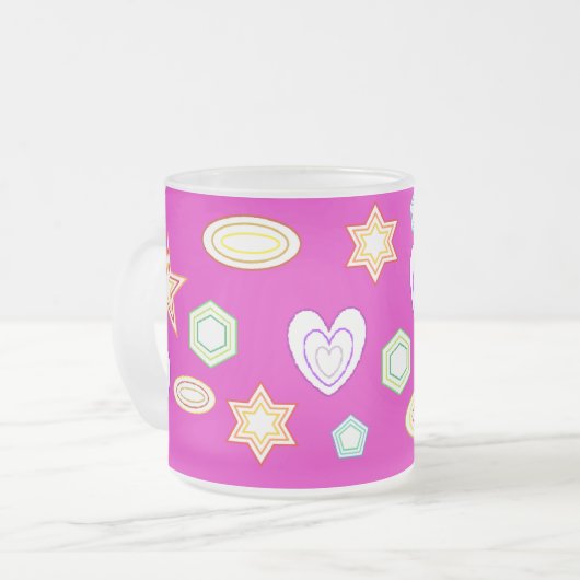 Pink colour Shapes mug Mattglastasse (Vorderseite Links)