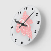 Pink Coloured Butterfly Design Runde Wanduhr (Winkel)
