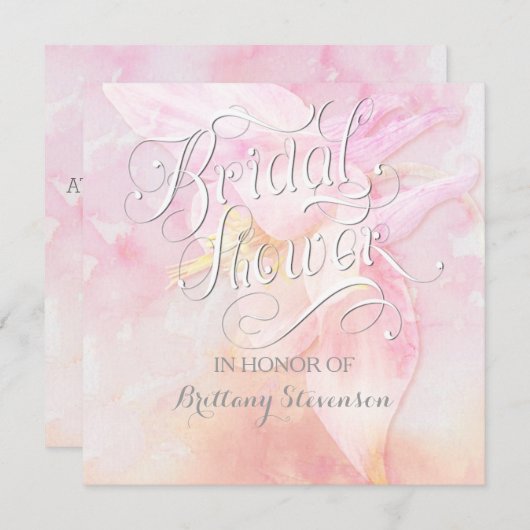 PINK COLUMBINE BLUME WATERCOLOR BRIDH EINLADUNG (Vorne/Hinten)