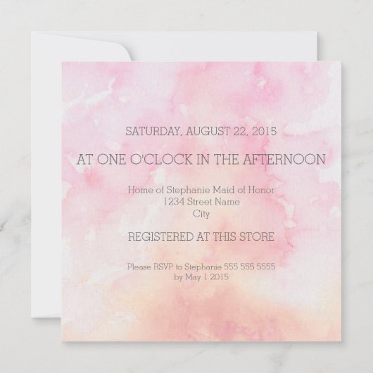 PINK COLUMBINE BLUME WATERCOLOR BRIDH EINLADUNG (Rückseite)