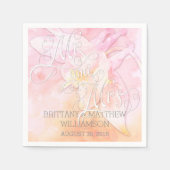 PINK COLUMBINE BLUME WATERCOLOR SPLASH SERVIETTE (Vorderseite)