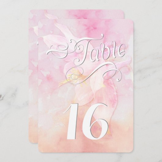 PINK COLUMBINE BLUME WATERCOLOR SPLASH WEDD (Vorne/Hinten)