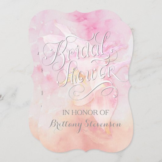 PINK COLUMBINE BLUME WATERCOLOR SPLASH WEDD EINLADUNG (Vorne/Hinten)