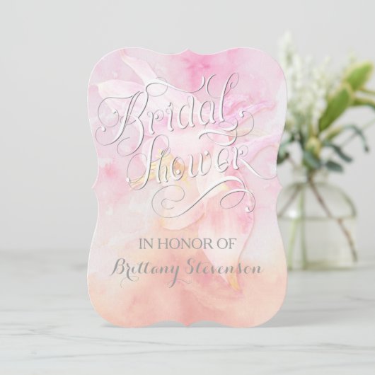 PINK COLUMBINE BLUME WATERCOLOR SPLASH WEDD EINLADUNG (Stehend Vorderseite)