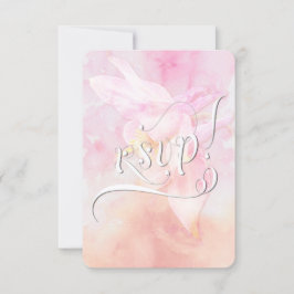 PINK COLUMBINE BLUME WATERCOLOR SPLASH WEDD RSVP KARTE