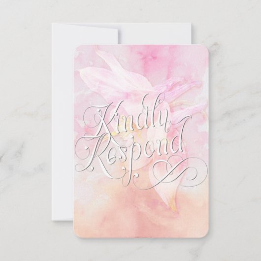 PINK COLUMBINE BLUME WATERCOLOR SPLASH WEDD RSVP KARTE (Vorderseite)