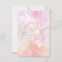 PINK COLUMBINE BLUME WATERCOLOR SPLASH WEDD RSVP KARTE