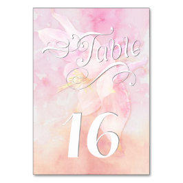 PINK COLUMBINE BLUME WATERCOLOR SPLASH WEDD TISCHNUMMER