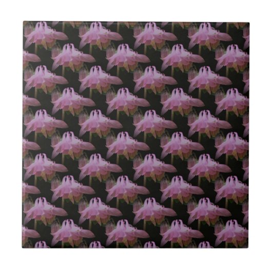 Pink Columbine Floral Art Tile Fliese (Vorderseite)