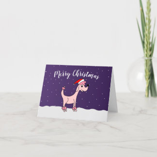 Pink Comic Poodle Posh Paws im Schnee Weihnachten
