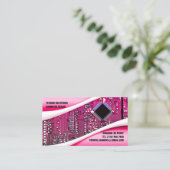 Pink Computer Repair Business Card Visitenkarte (Stehend Vorderseite)
