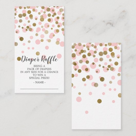 Pink Confetti Babydusche Windeln Raffle Ticket Begleitkarte (Vorne/Hinten)