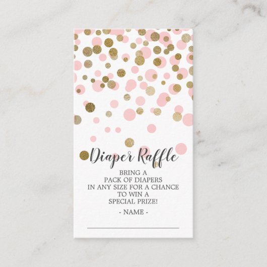 Pink Confetti Babydusche Windeln Raffle Ticket Begleitkarte (Vorderseite)