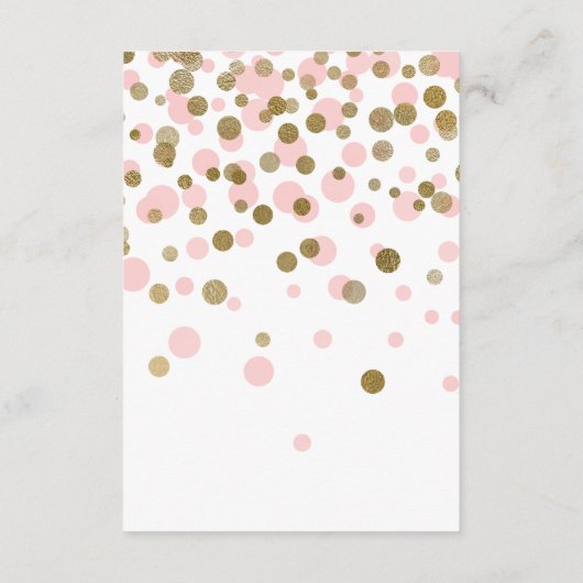 Pink Confetti Babydusche Windeln Raffle Ticket Begleitkarte (Rückseite)