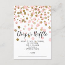 Pink Confetti Babydusche Windeln Raffle Ticket
