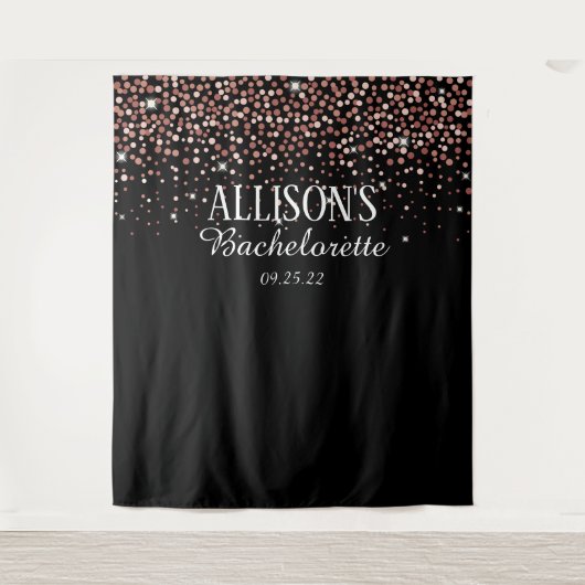 Pink Confetti Bachelorette Foto Stand Hintergrund Wandteppich (Vorderseite)