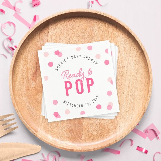 Pink Confetti Bereit zum Pop Kinderdusche Serviette