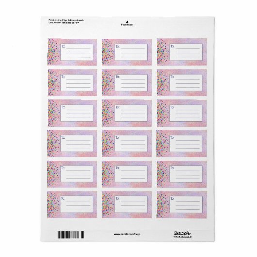 Pink Confetti Blank Mailing Adressaufkleber (Vorne)