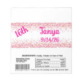 Pink Confetti Candy Bar Wrapper Gastgeschenk Notizblock (Vorderseite)