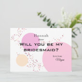 Pink Confetti Circles Bridesmaid Einladung (Stehend Vorderseite)