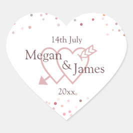 Pink Confetti Circles Herz-Aufkleber