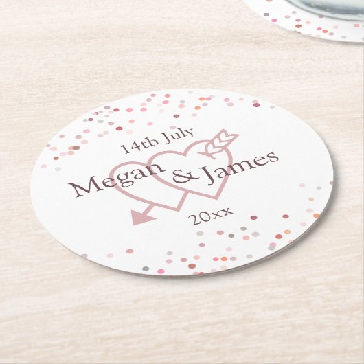 Pink Confetti Circles Runder Pappuntersetzer (Angewinkelt)