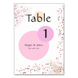 Pink Confetti Circles Tischnummer