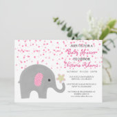 Pink Confetti Elephant Baby Girl Dusche Einladung (Stehend Vorderseite)