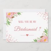 Pink Confetti Floral werden Sie meine Bridesmaid Einladung (Vorderseite)