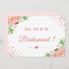 Pink Confetti Floral werden Sie meine Bridesmaid Einladung
