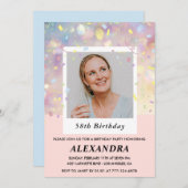 Pink Confetti Foto 58. Geburtstag Einladungen (Vorne/Hinten)