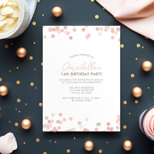 Pink Confetti Geburtstagsparty Einladung