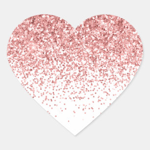 Pink Confetti Glitzy Glam Sparkasse Glitzer Herz-Aufkleber