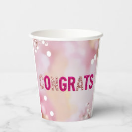 Pink Confetti "Glückwunschs" 8oz Cups Pappbecher