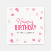 Pink Confetti Happy Birthday Serviette (Vorderseite)