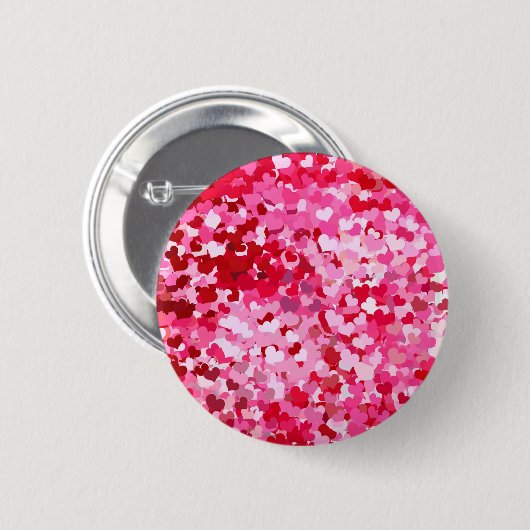 Pink Confetti Hearts Button (Vorne & Hinten)
