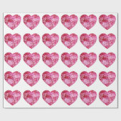 Pink Confetti Hearts Geschenkpapier (Flach)