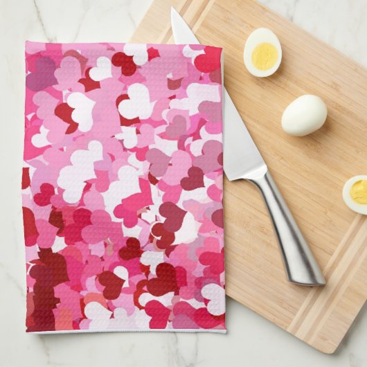 Pink Confetti Hearts Geschirrtuch (Viertel Falte)