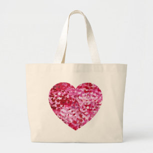Pink Confetti Hearts Jumbo Stoffbeutel