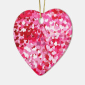 Pink Confetti Hearts Keramikornament (Links)
